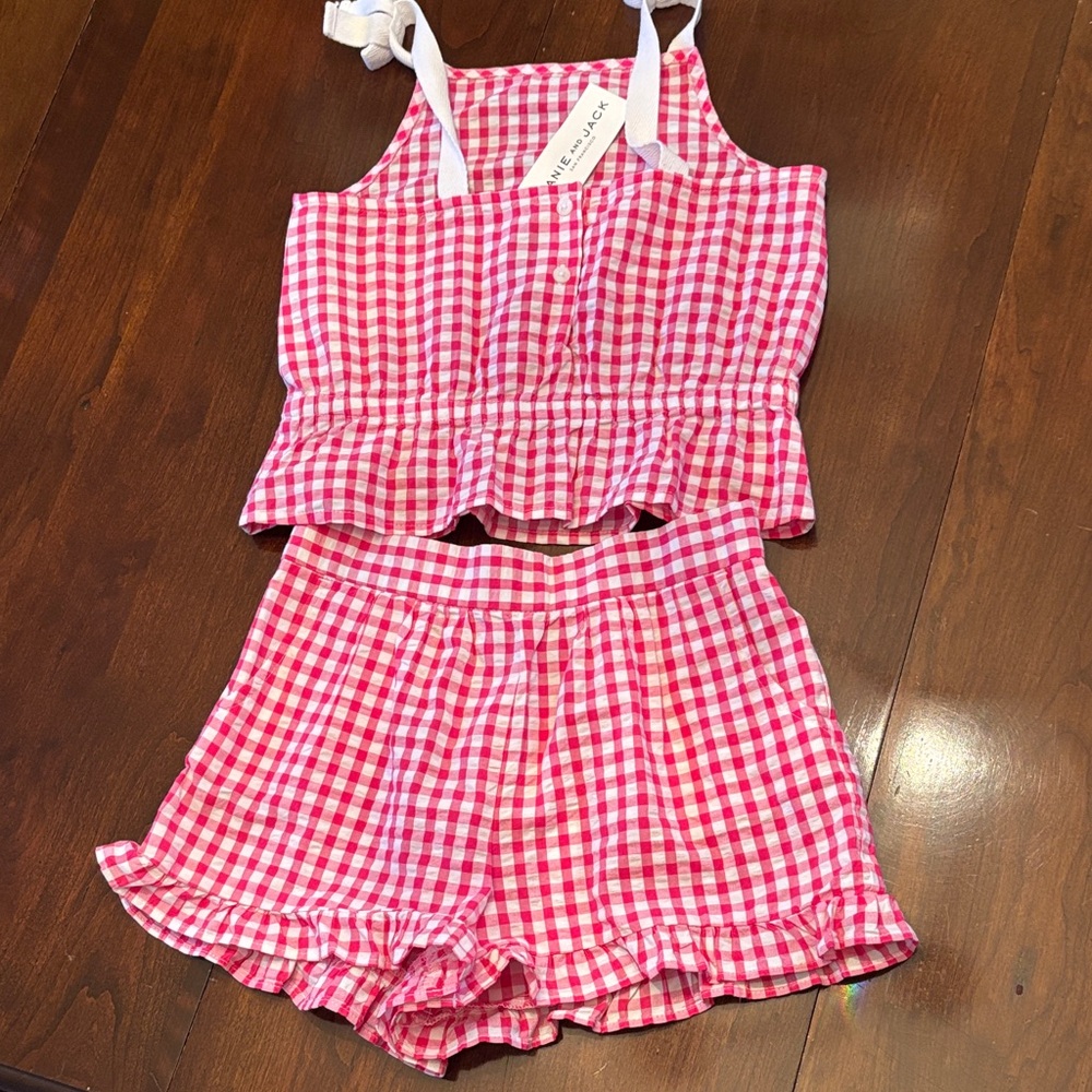 Janie and Jack Pink Checkered Set